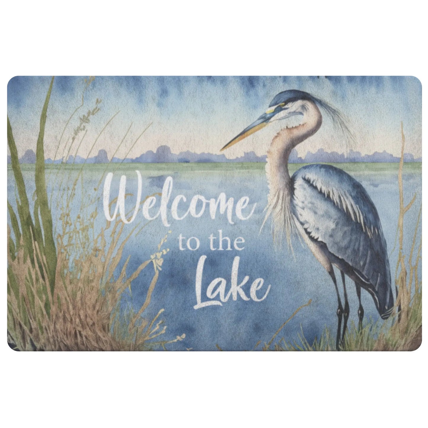 Welcome to the Lake Blue Heron Door Mat teelaunch