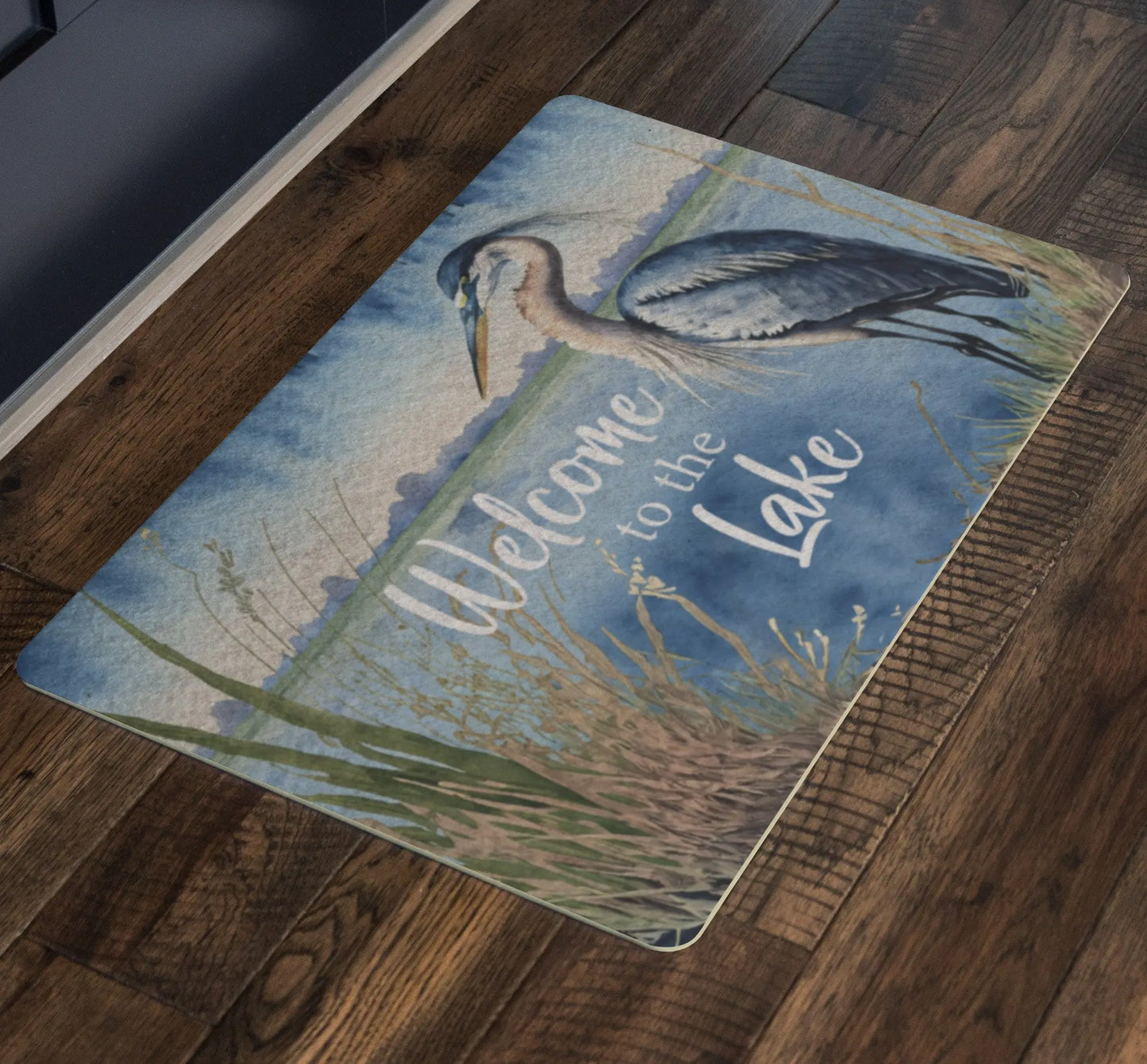 Welcome to the Lake Blue Heron Door Mat teelaunch