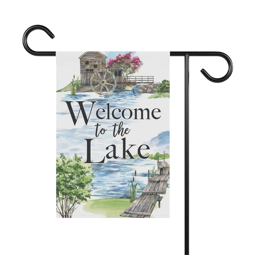 Welcome to the Lake Garden Flag - Water Wheel - Amazing Faith Designs