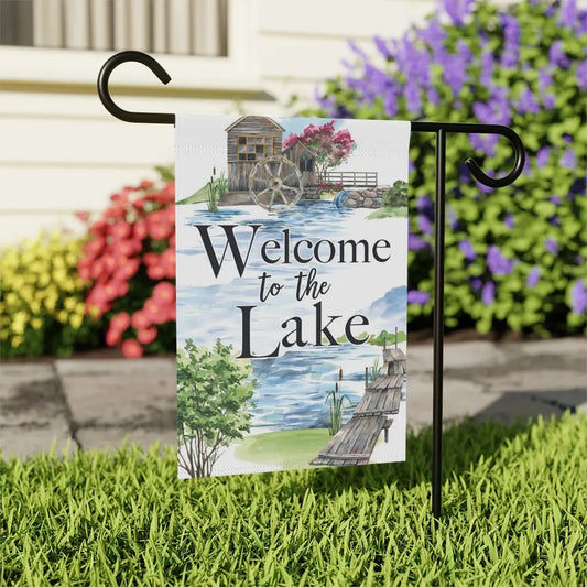 Welcome to the Lake Garden Flag - Water Wheel - Amazing Faith Designs