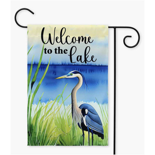 Welcome to the Lake Heron Garden Yard Flag Amazing Faith Designs