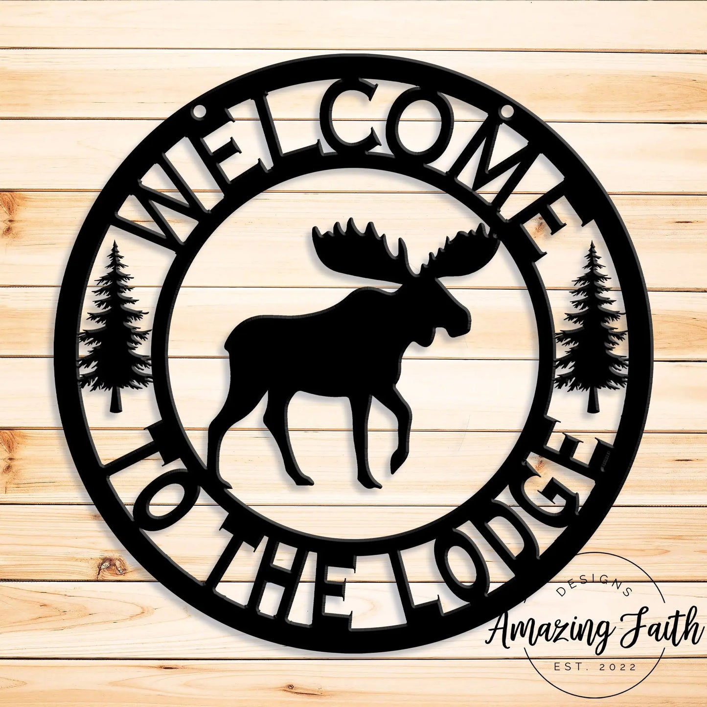 Welcome to the Lodge Metal Sign | Moose, Bear or Fish teelaunch