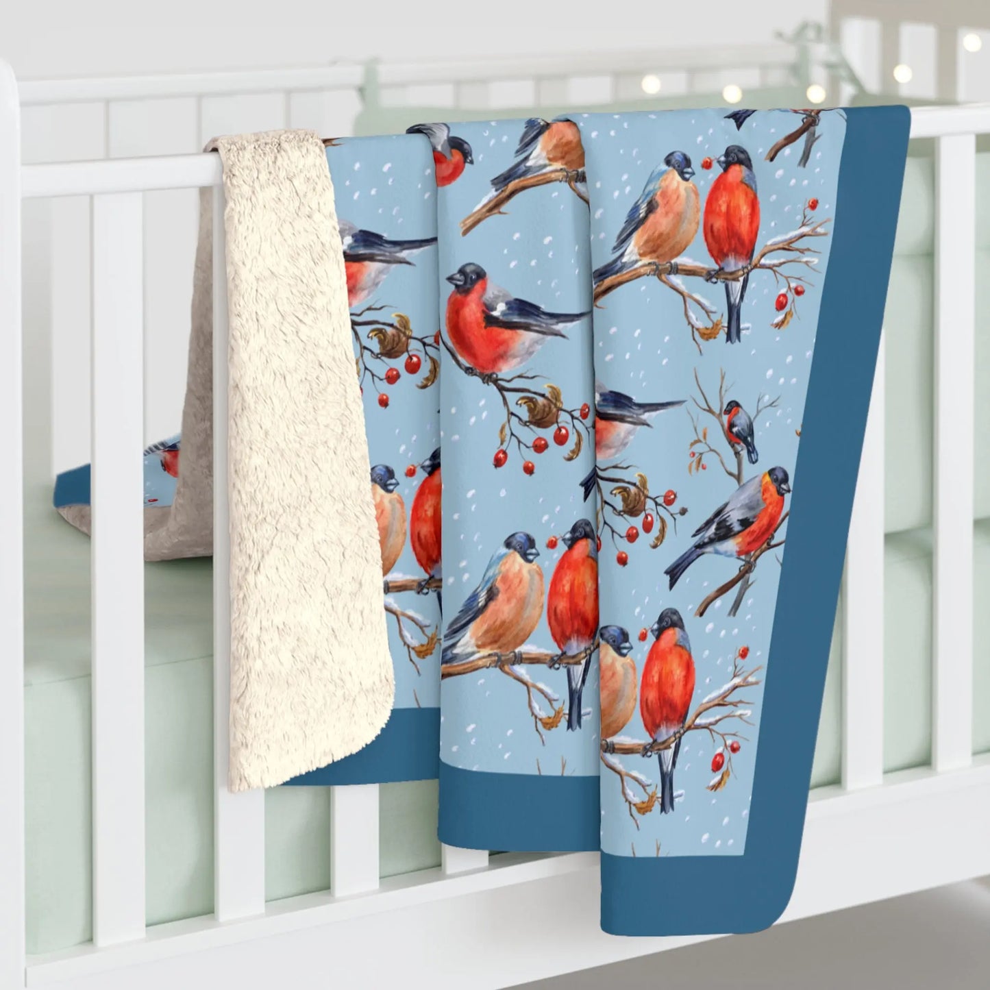 Winter Birds Personalized Sherpa Fleece Blanket Printify