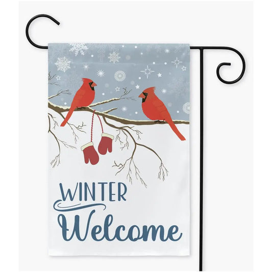 Winter Welcome Cardinals Garden Flag Amazing Faith Designs