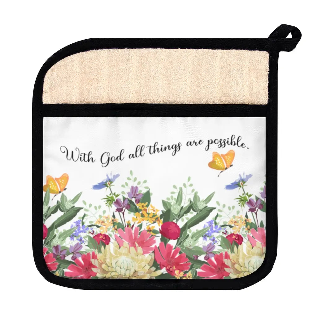 With God All Things Are Possible Flowers Christian Hot Pad - Amazing Faith Designs