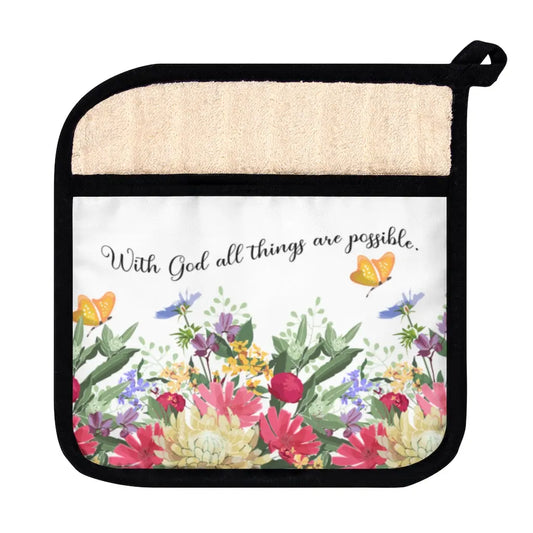 With God All Things Are Possible Flowers Christian Hot Pad - Amazing Faith Designs