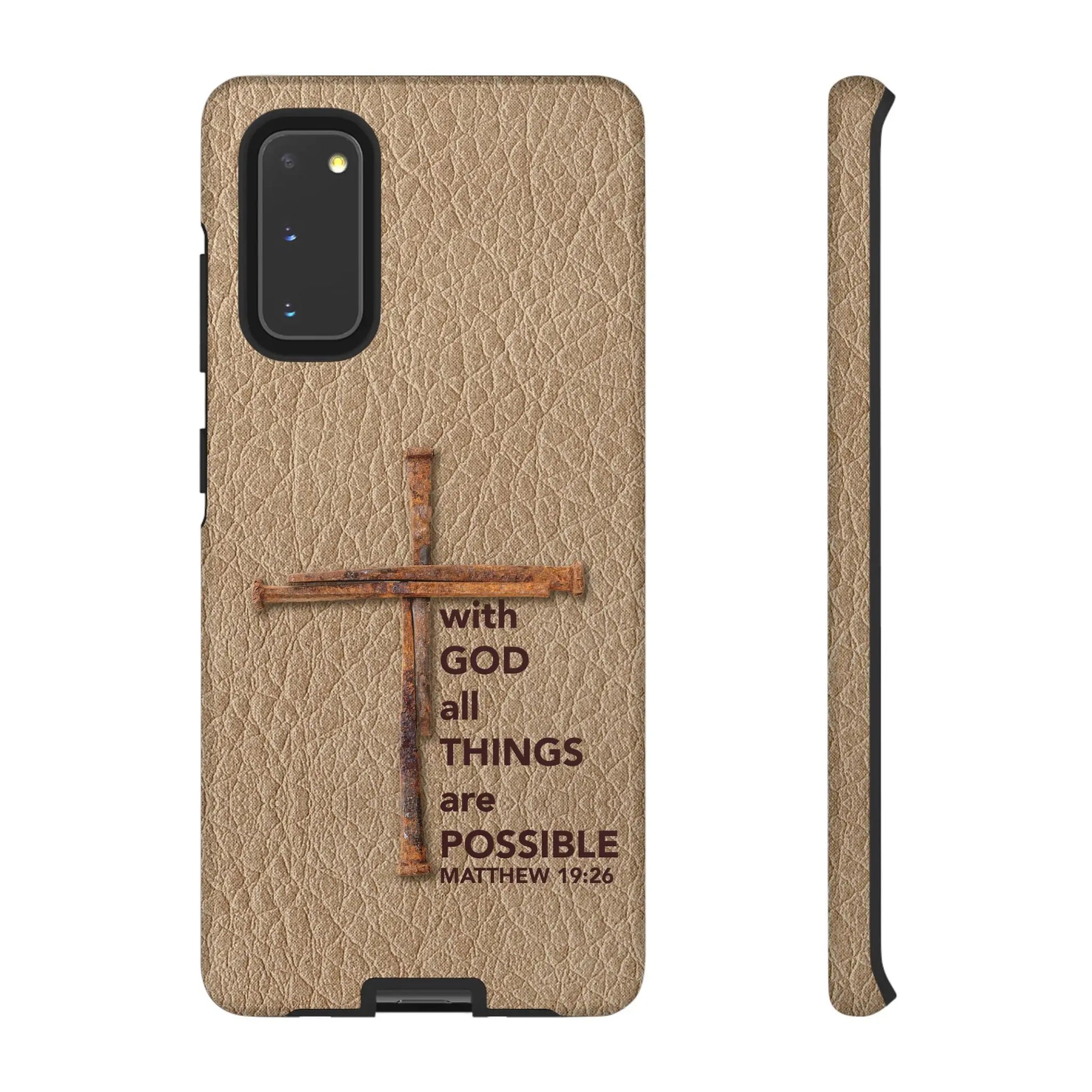 With God Cross of Nails Christian Tough Phone Case | Samsung Printify