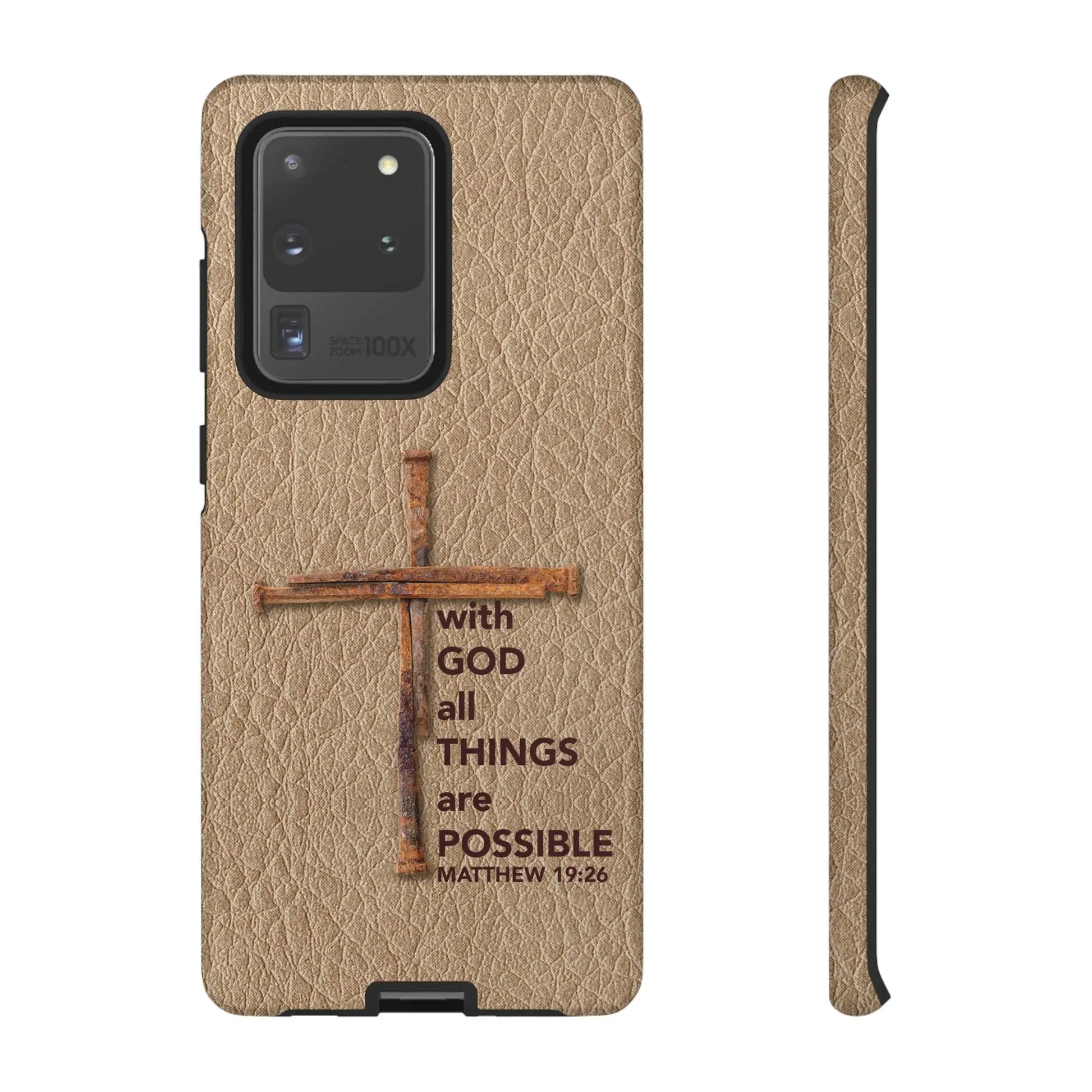 With God Cross of Nails Christian Tough Phone Case | Samsung Printify