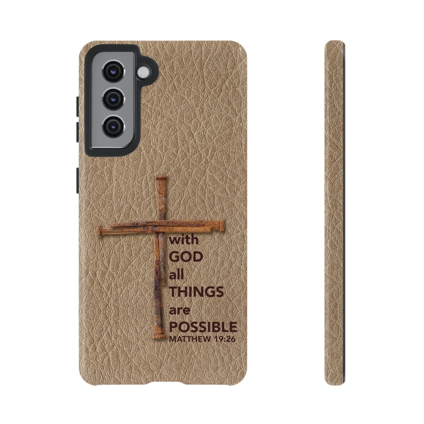 With God Cross of Nails Christian Tough Phone Case | Samsung Printify