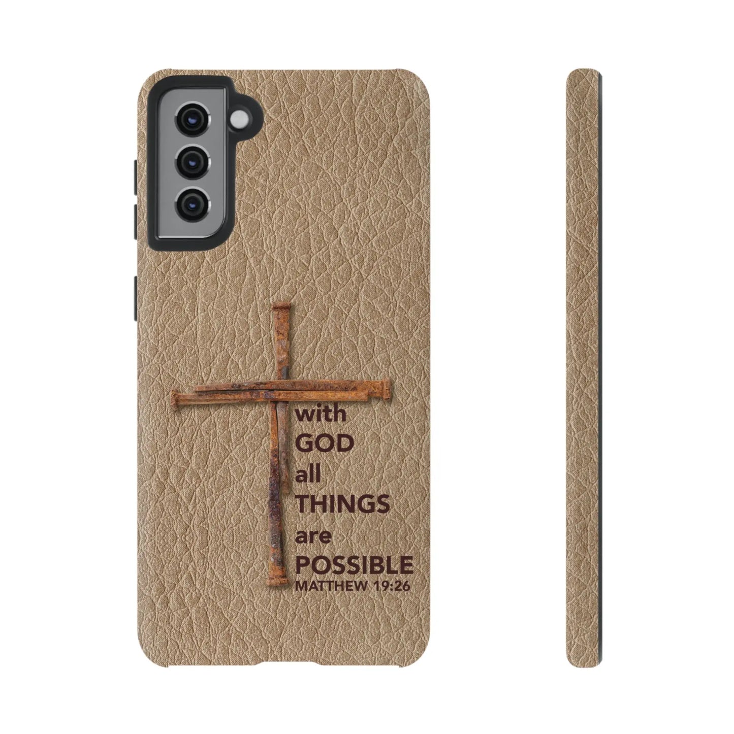 With God Cross of Nails Christian Tough Phone Case | Samsung Printify