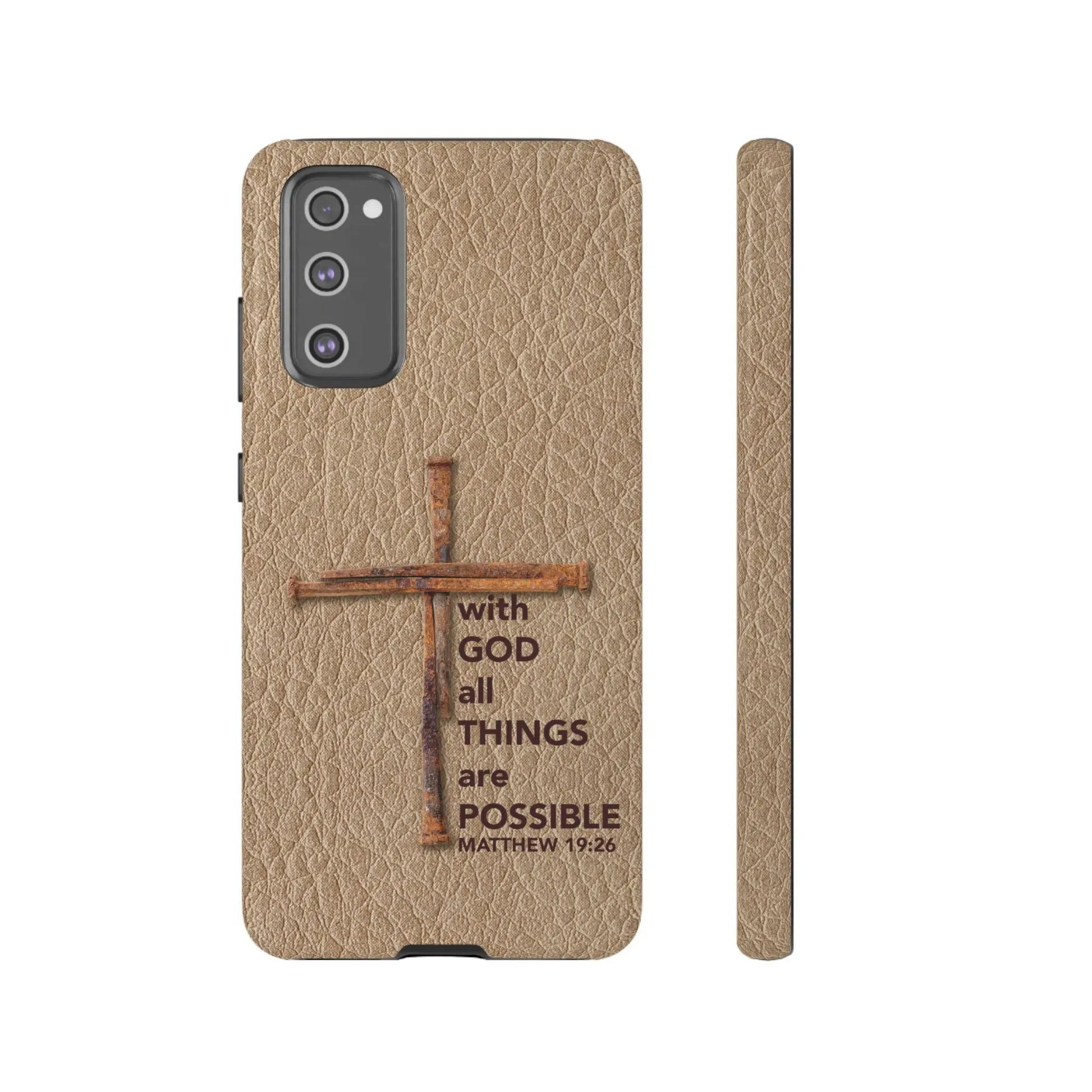 With God Cross of Nails Christian Tough Phone Case | Samsung Printify