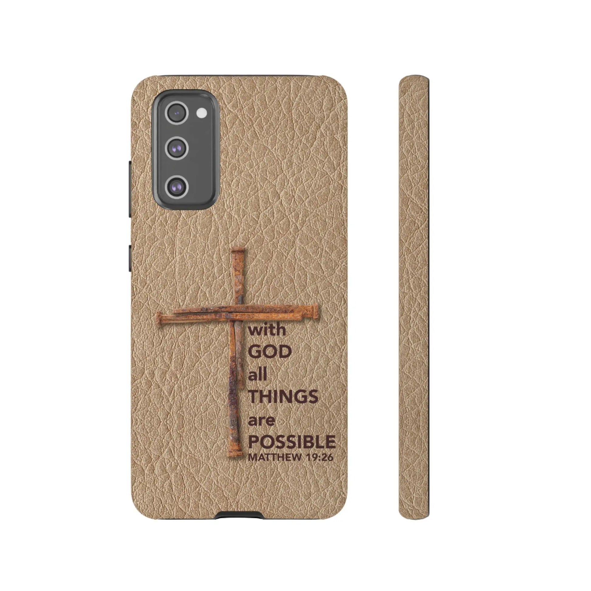 With God Cross of Nails Christian Tough Phone Case | Samsung Printify