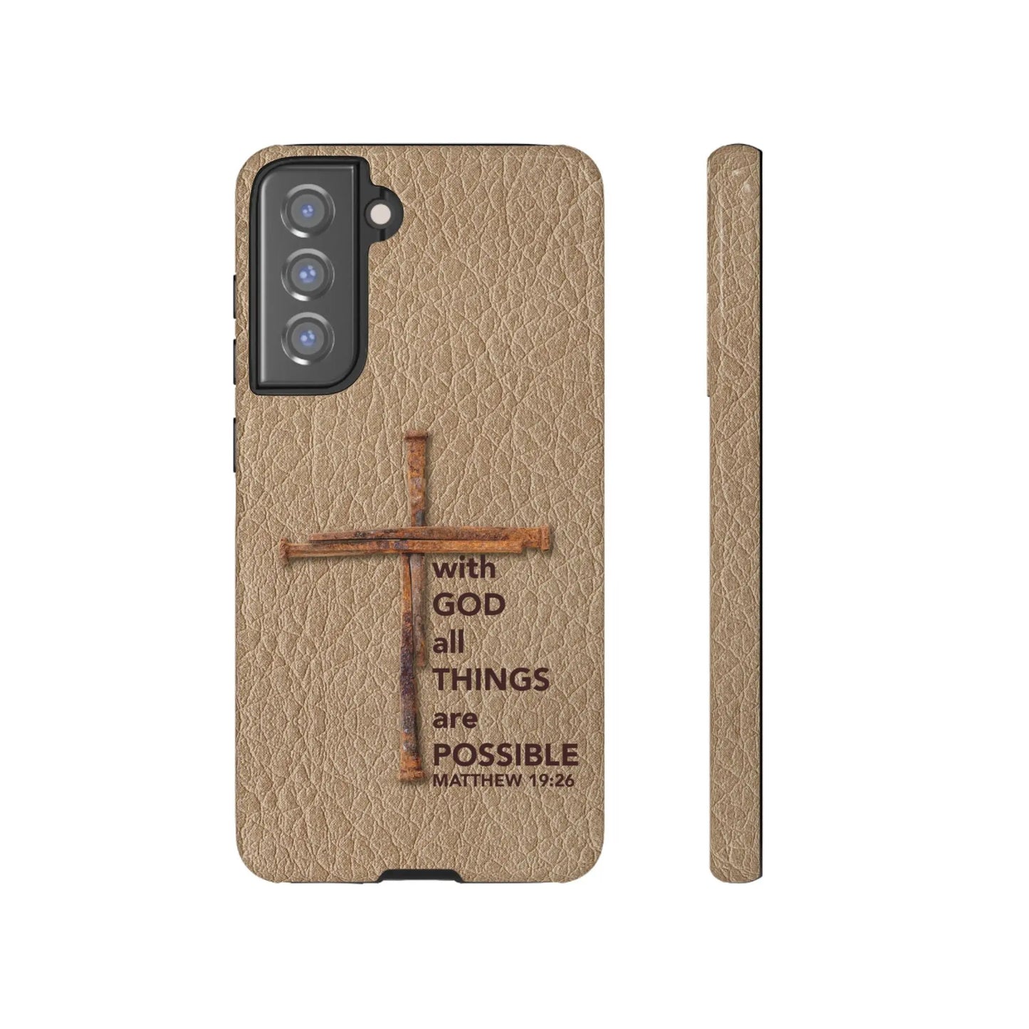 With God Cross of Nails Christian Tough Phone Case | Samsung Printify