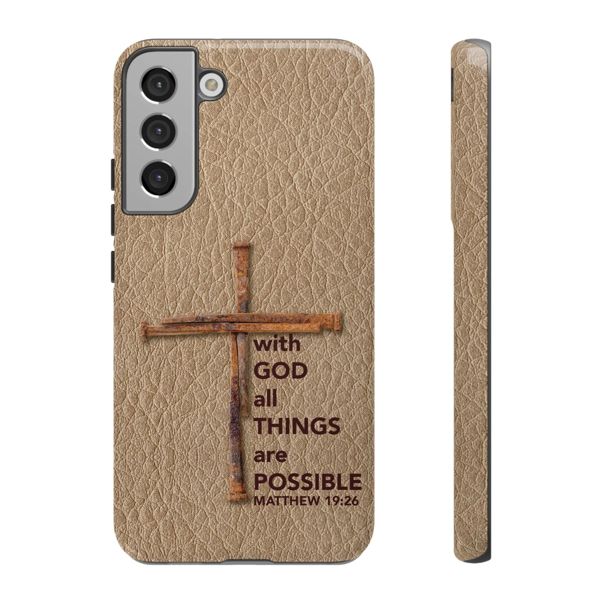 With God Cross of Nails Christian Tough Phone Case | Samsung Printify