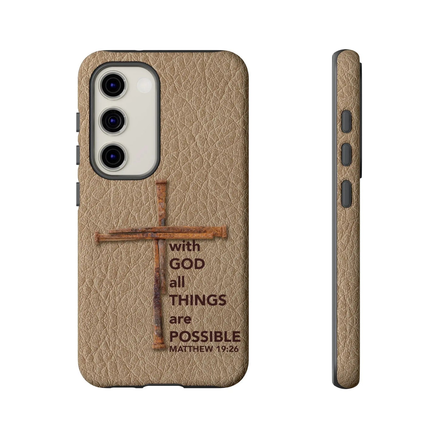 With God Cross of Nails Christian Tough Phone Case | Samsung Printify