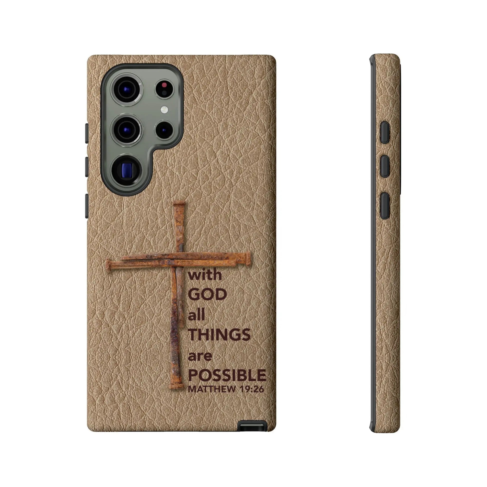 With God Cross of Nails Christian Tough Phone Case | Samsung Printify