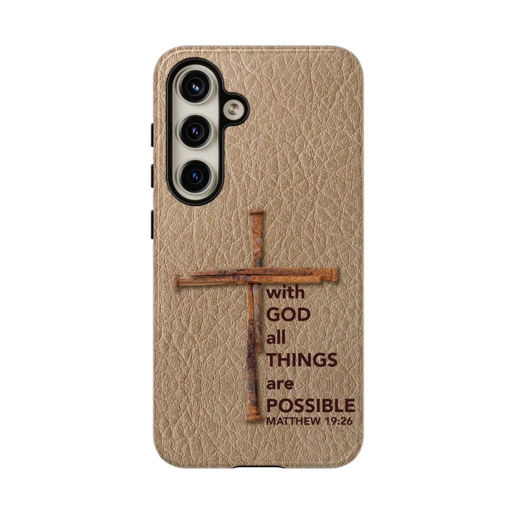 With God Cross of Nails Christian Tough Phone Case | Samsung Printify