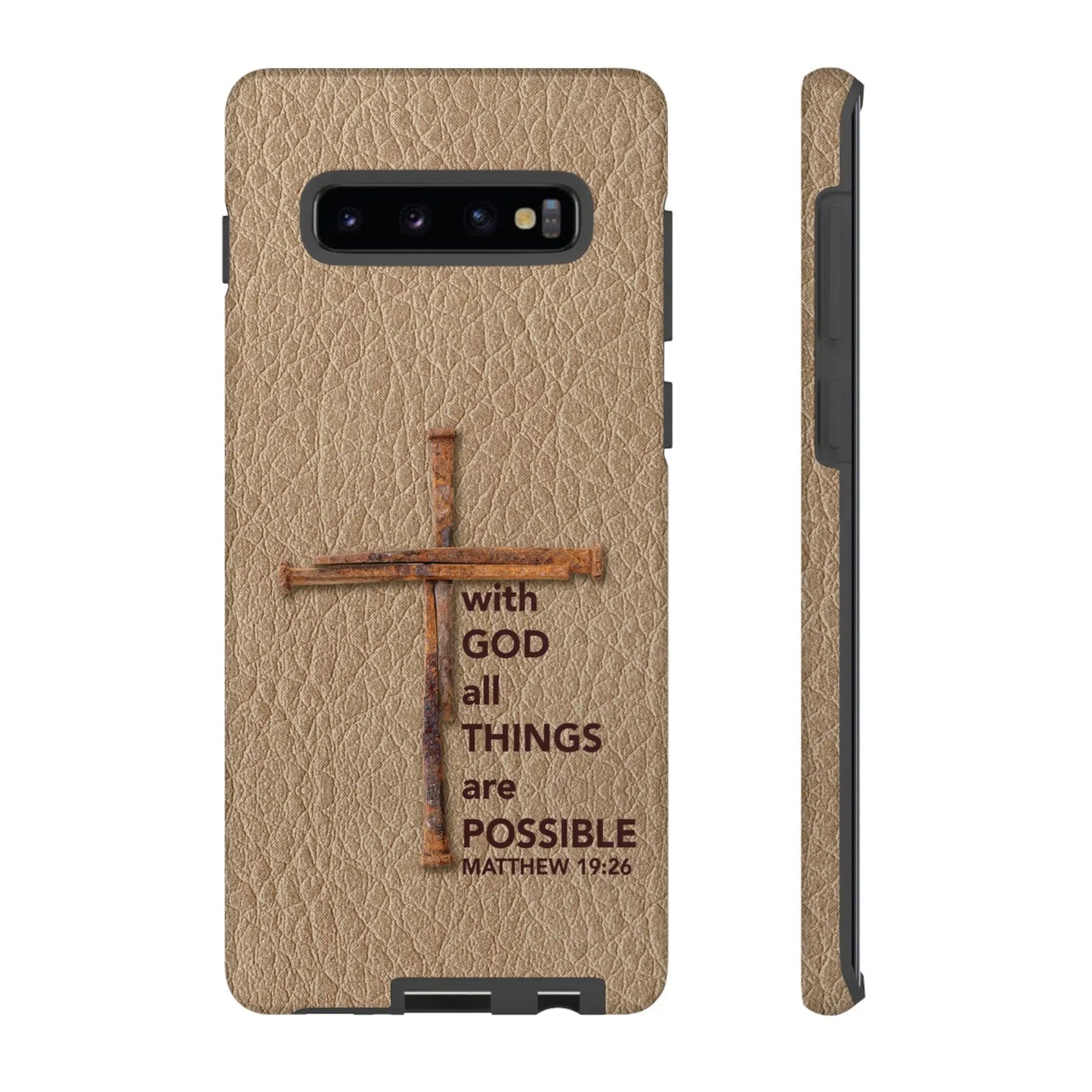 With God Cross of Nails Christian Tough Phone Case | Samsung Printify