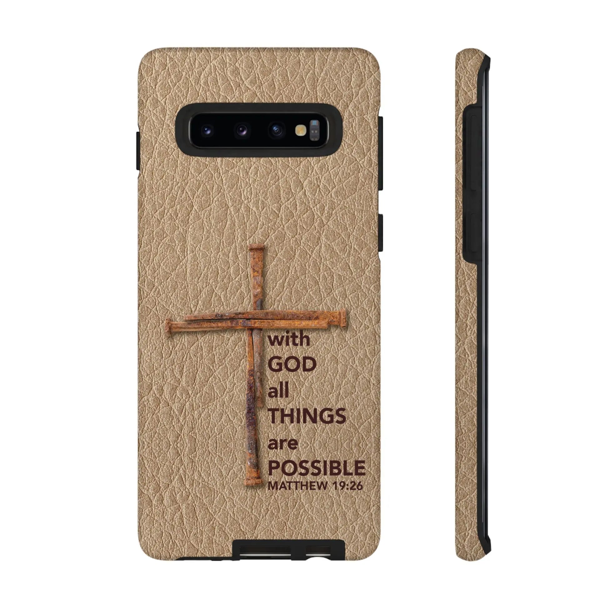 With God Cross of Nails Christian Tough Phone Case | Samsung Printify