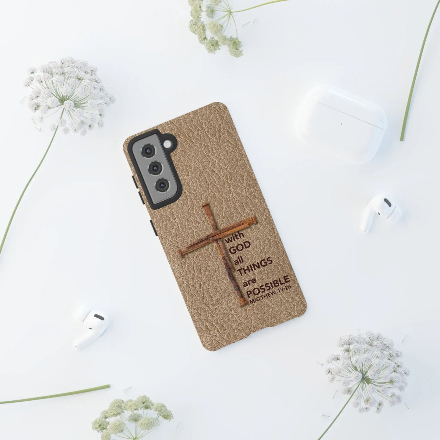 With God Cross of Nails Christian Tough Phone Case | Samsung Printify