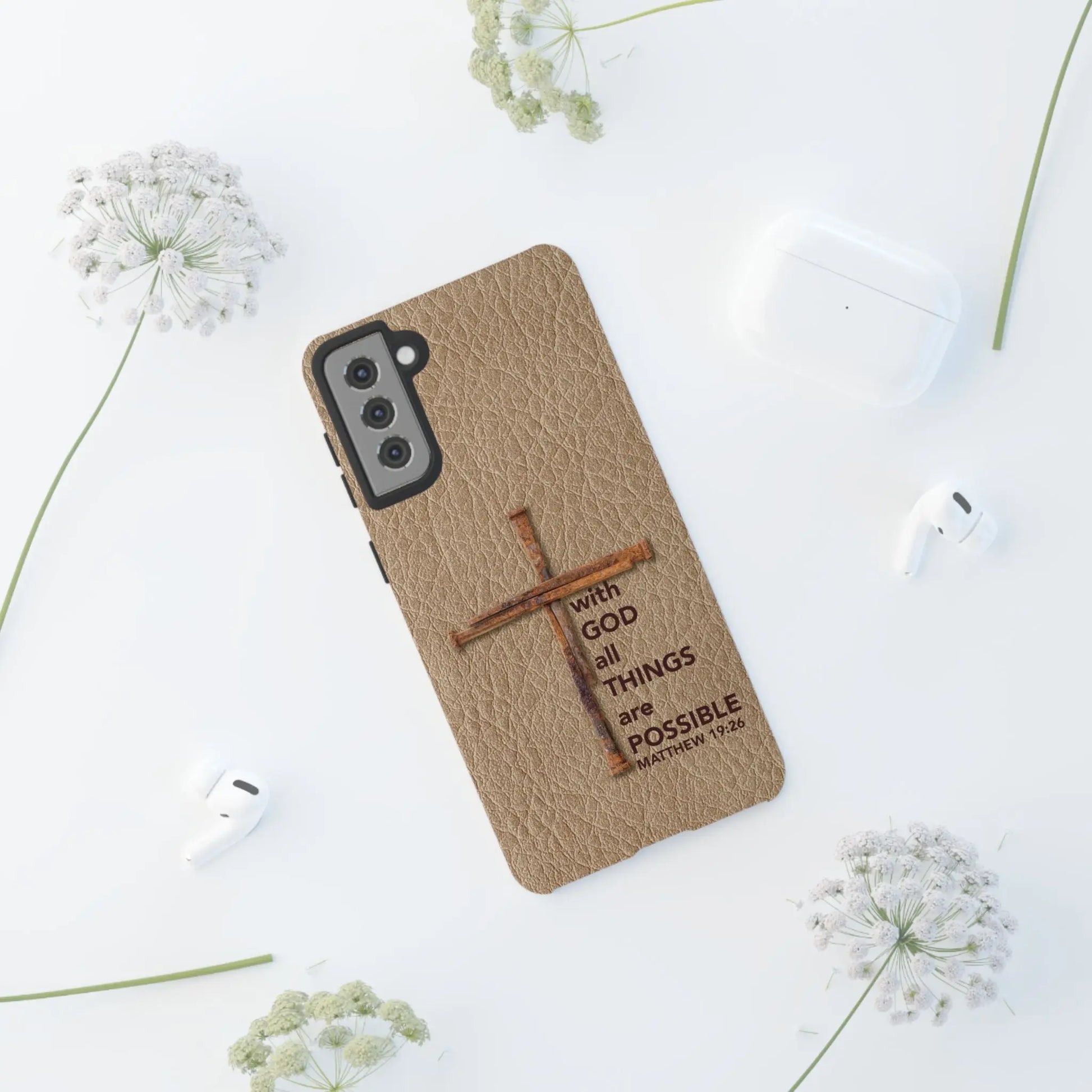 With God Cross of Nails Christian Tough Phone Case | Samsung Printify