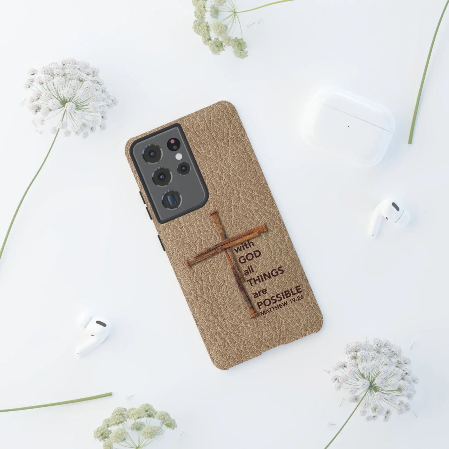 With God Cross of Nails Christian Tough Phone Case | Samsung Printify