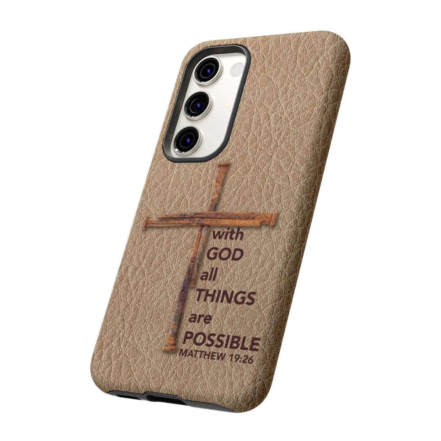 With God Cross of Nails Christian Tough Phone Case | Samsung Printify