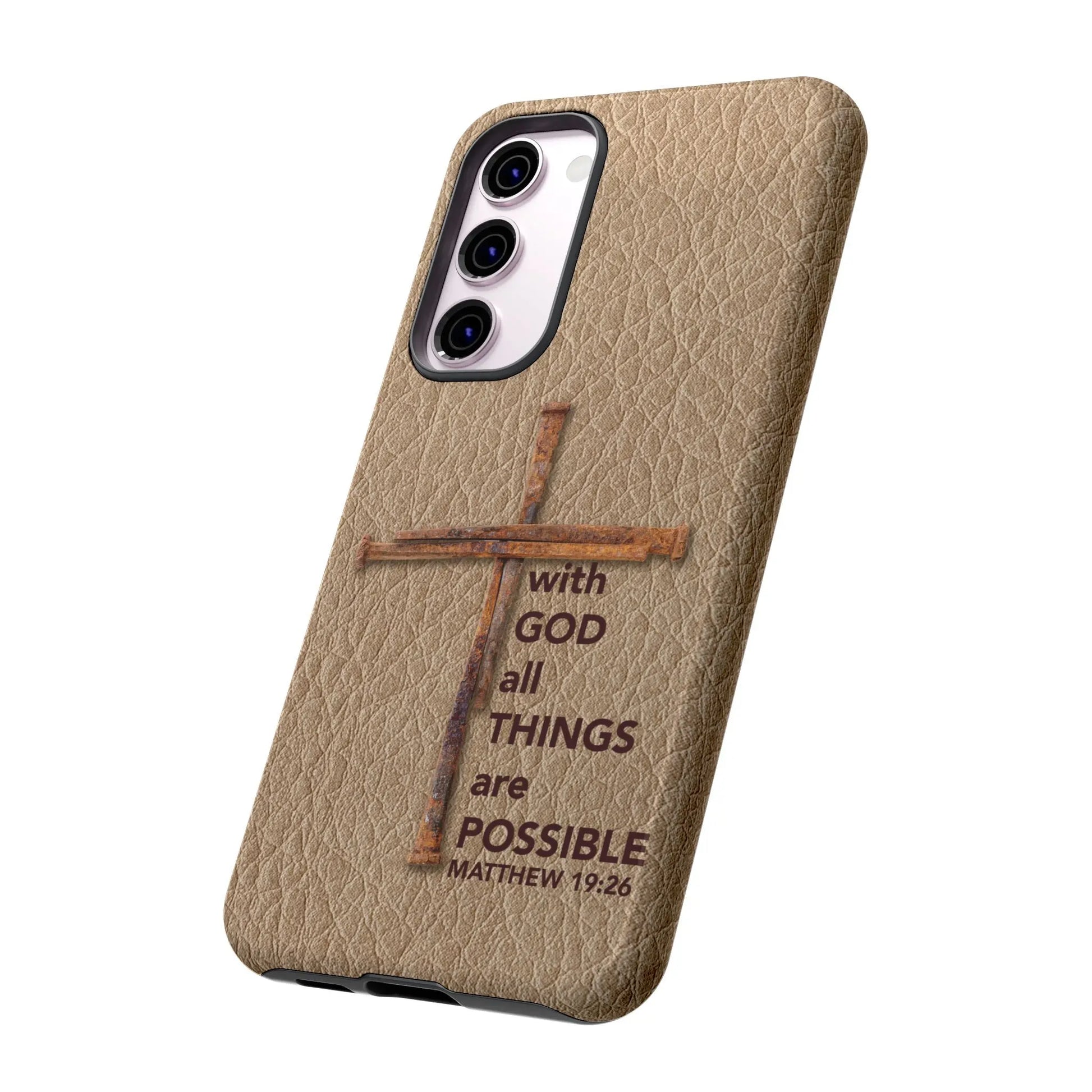 With God Cross of Nails Christian Tough Phone Case | Samsung Printify