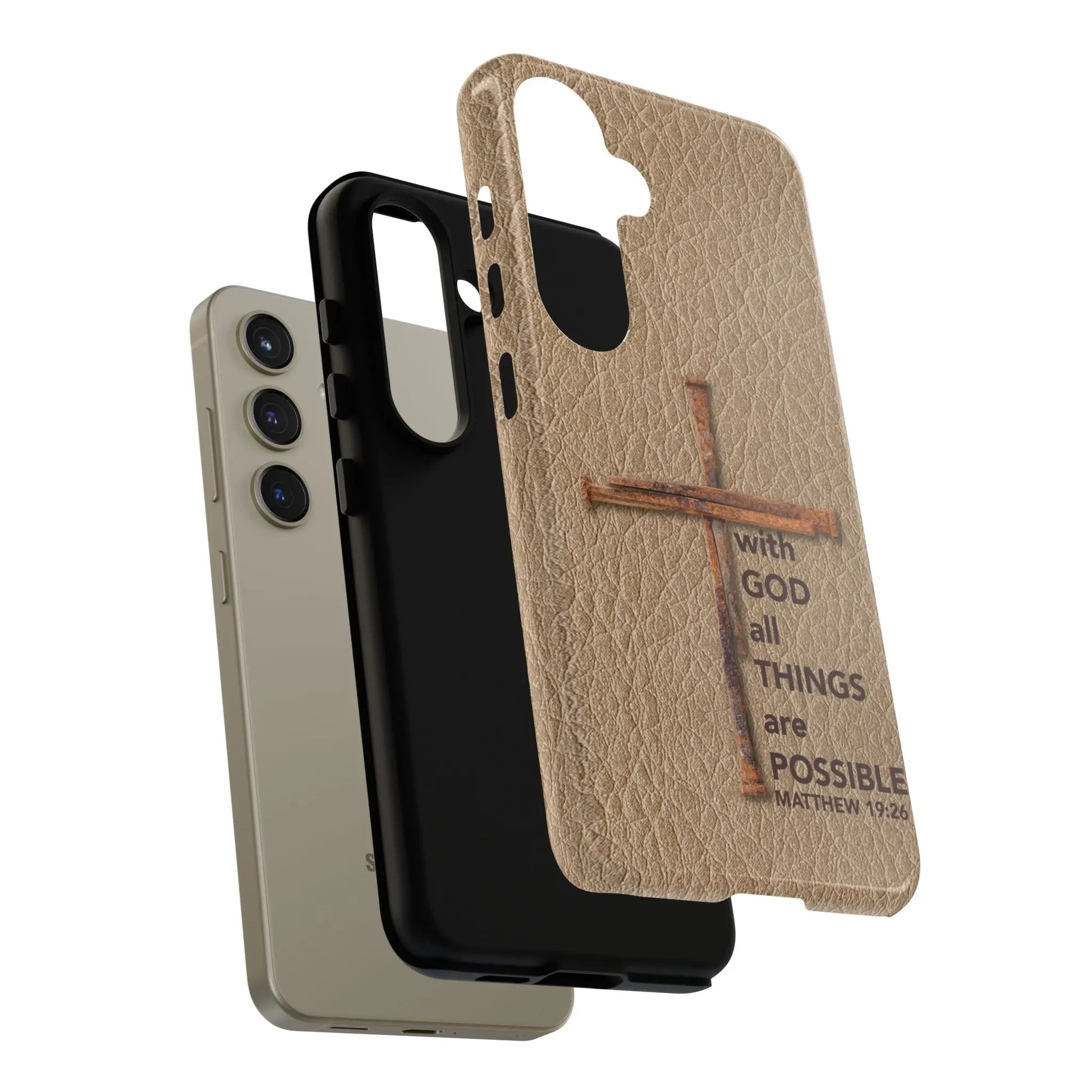 With God Cross of Nails Christian Tough Phone Case | Samsung Printify