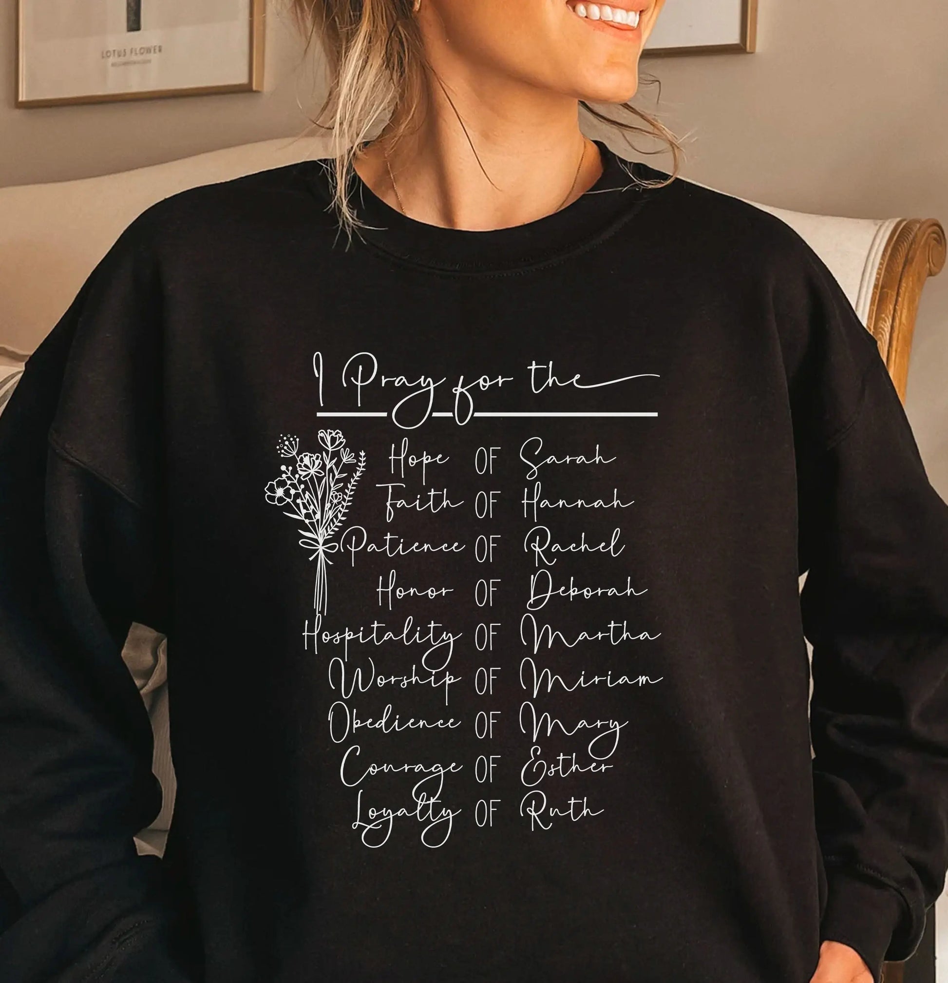 Women of the Bible Christian Sweatshirt | Mary, Sarah, Hannah, Esther, Ruth - Amazing Faith Designs