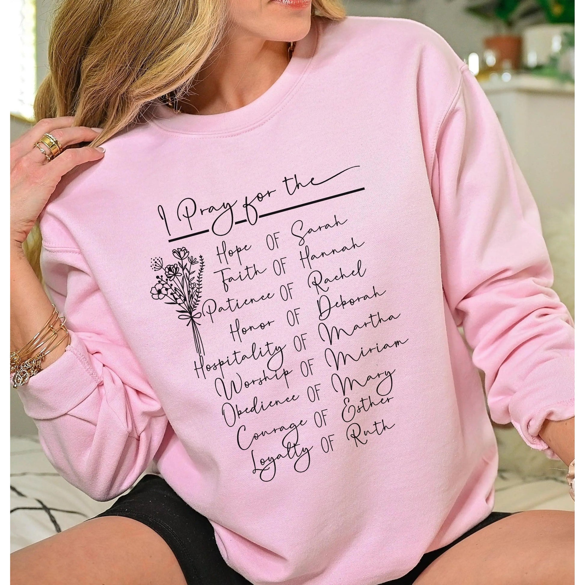 Women of the Bible Christian Sweatshirt Mary, Sarah, Ruth, Esther