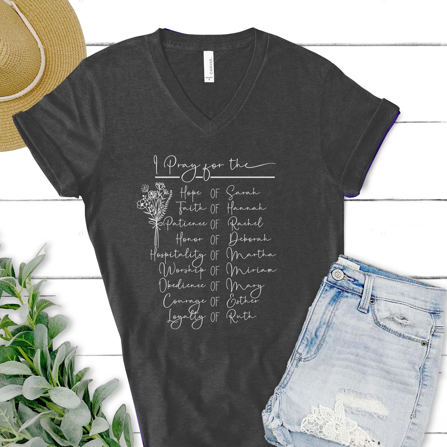 Women of the Bible V-neck Christian T-shirt - Amazing Faith Designs