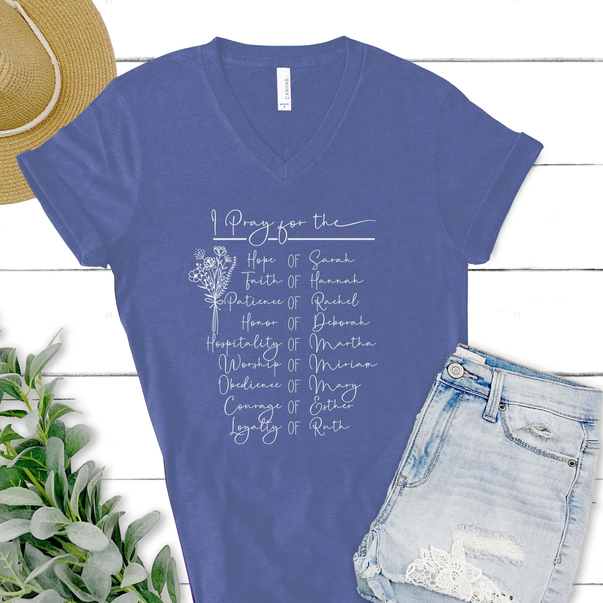 Women of the Bible V-neck Christian T-shirt - Amazing Faith Designs