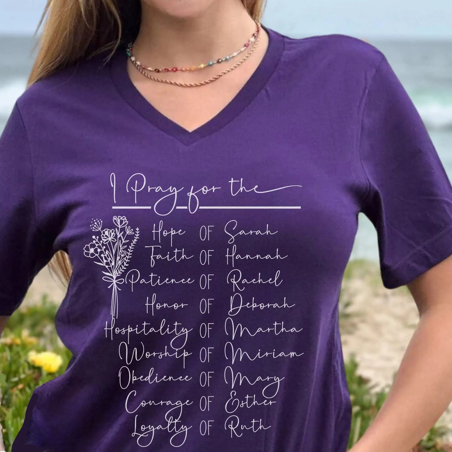 Women of the Bible V-neck Christian T-shirt Printify