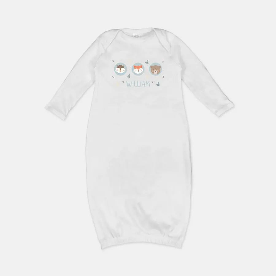 Woodland Animals Newborn Baby Gown Amazing Faith Designs