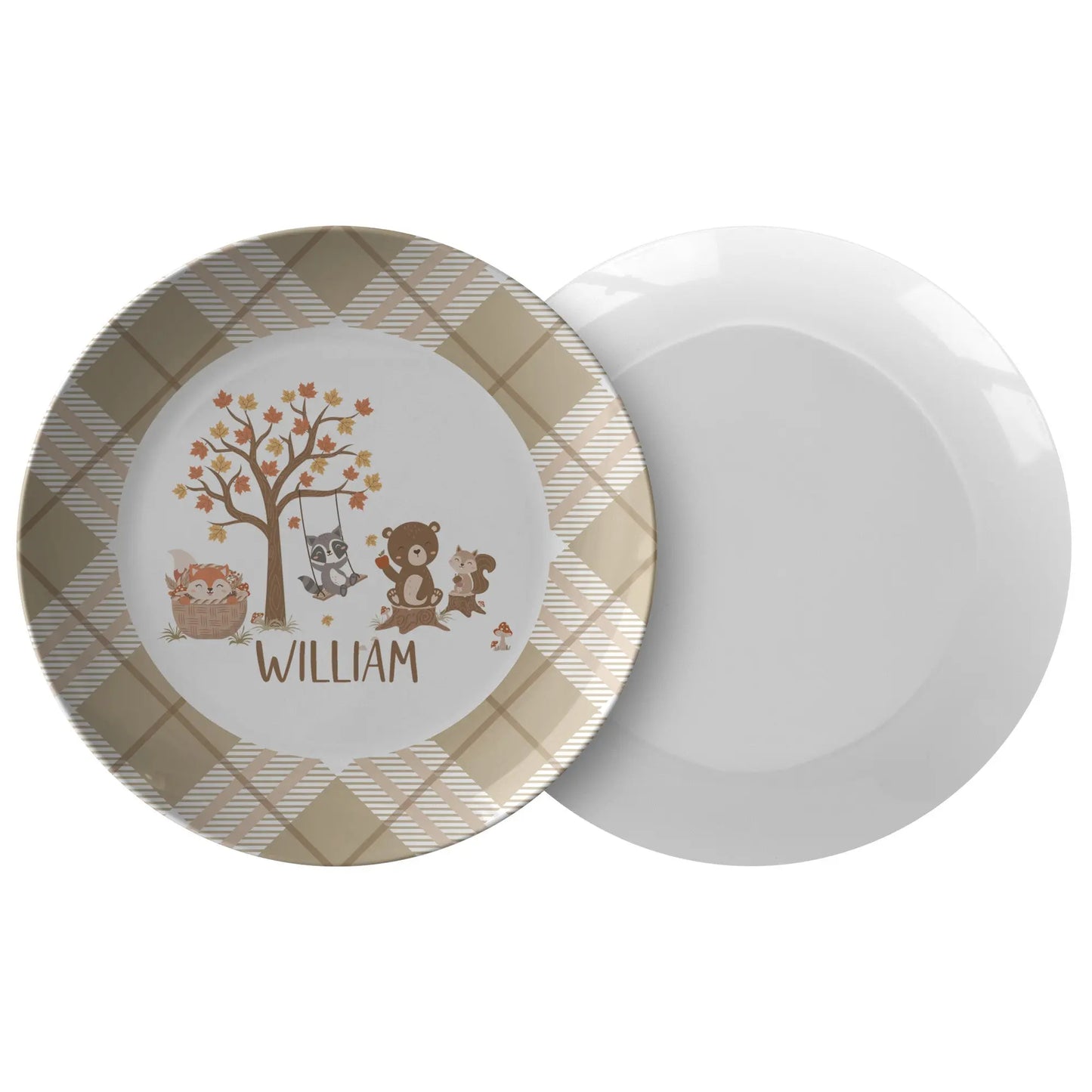 Woodland Animals Personalized Plate for Kids teelaunch