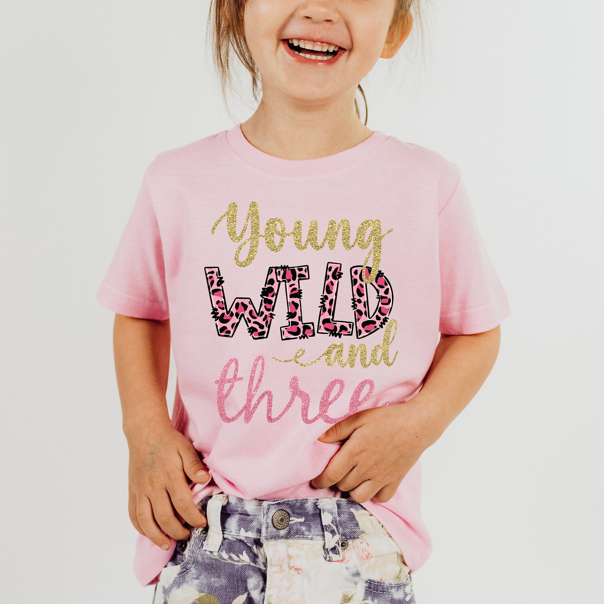 Young Wild and Three Toddler Third Birthday Shirt - Amazing Faith Designs