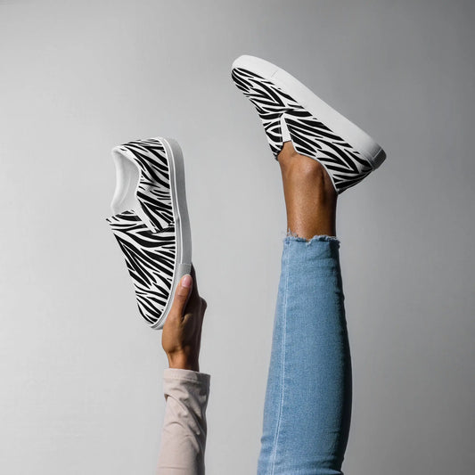 Zebra Women’s slip-on canvas shoes Amazing Faith Designs