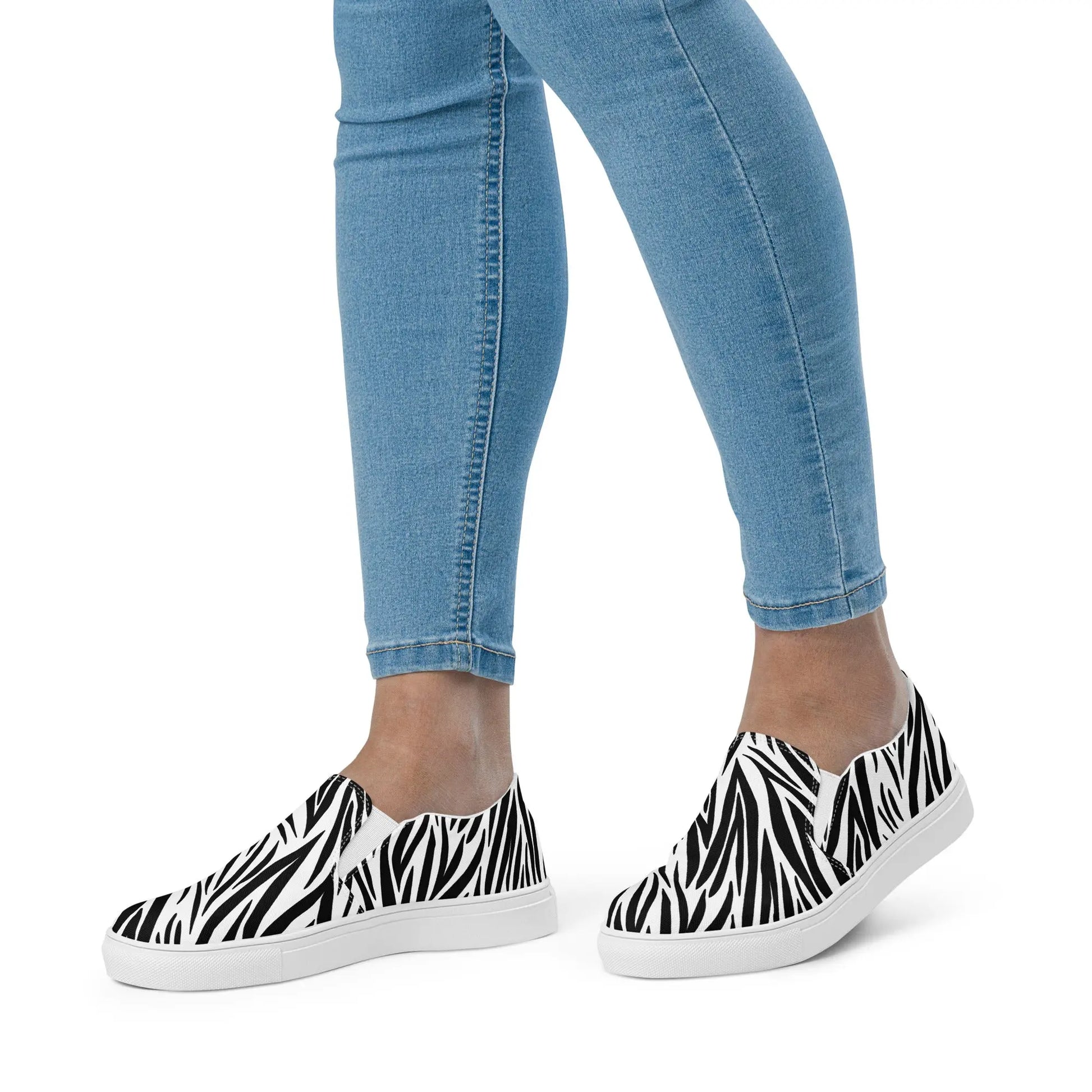 Zebra Women’s slip-on canvas shoes Amazing Faith Designs