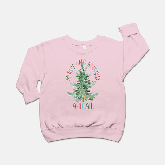 Merry and Blessed Personalized Christmas Toddler Sweatshirt - Amazing Faith Designs