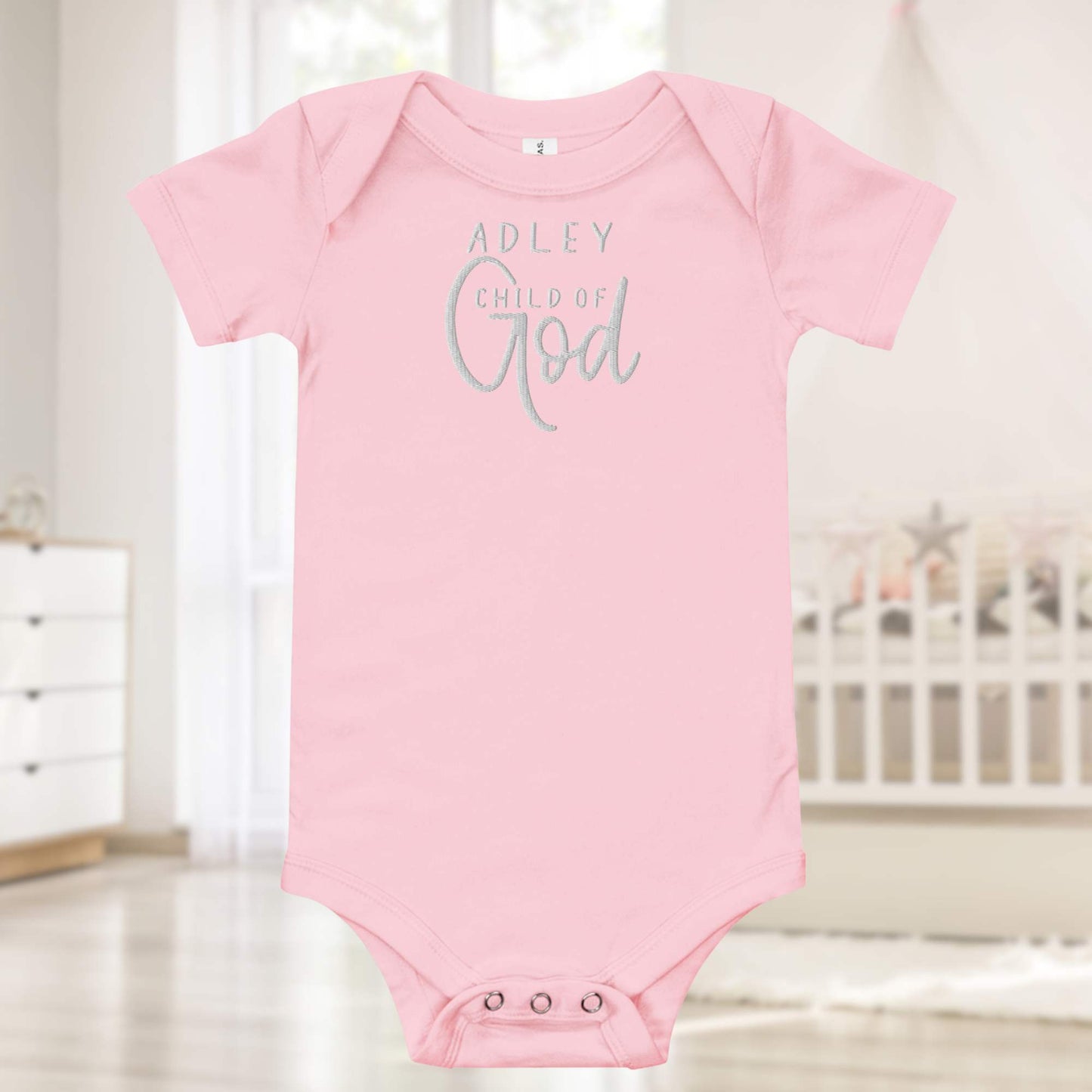 Child of God Personalized Embroidered Baby Onesie - Amazing Faith Designs