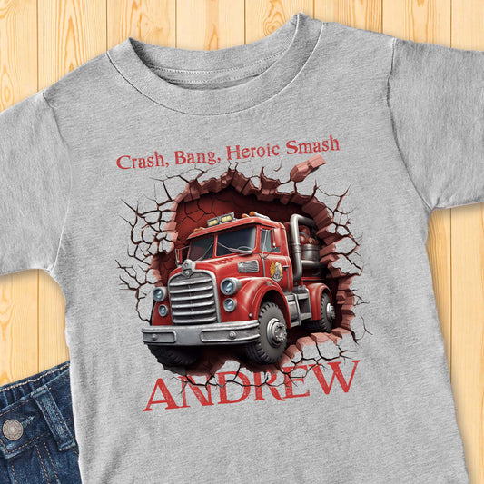 Firetruck Smash Toddler t-shirt - Amazing Faith Designs