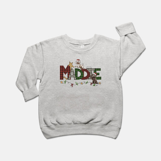 Christmas Dogs Personalized Toddler Sweatshirt - Amazing Faith Designs