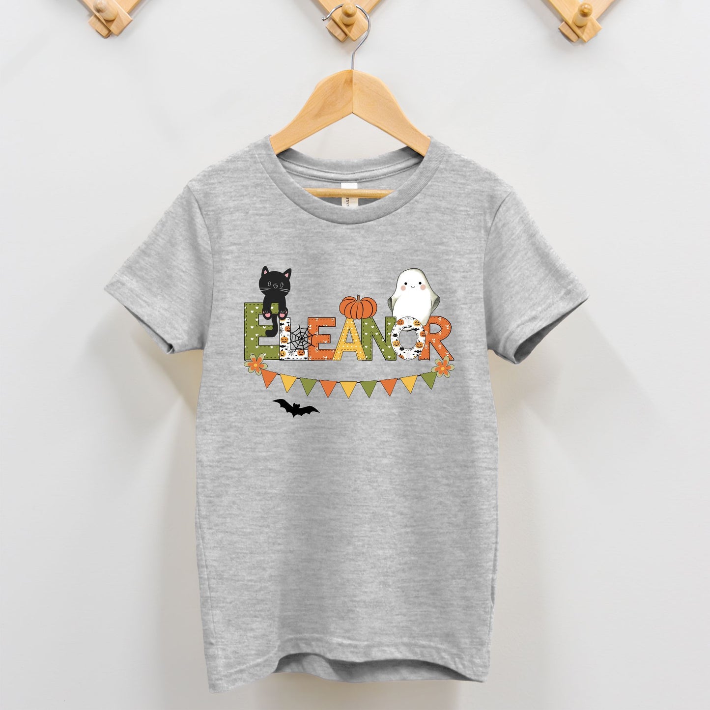 Halloween Cat and Ghost Personalized Toddler Shirt - Amazing Faith Designs