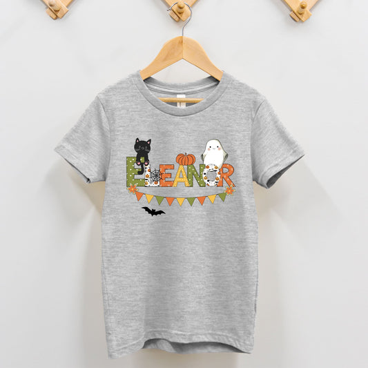 Halloween Cat and Ghost Personalized Toddler Shirt - Amazing Faith Designs