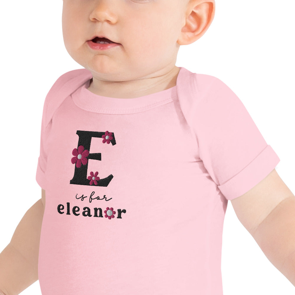 Baby Name and Initial Embroidered Onesie - Amazing Faith Designs