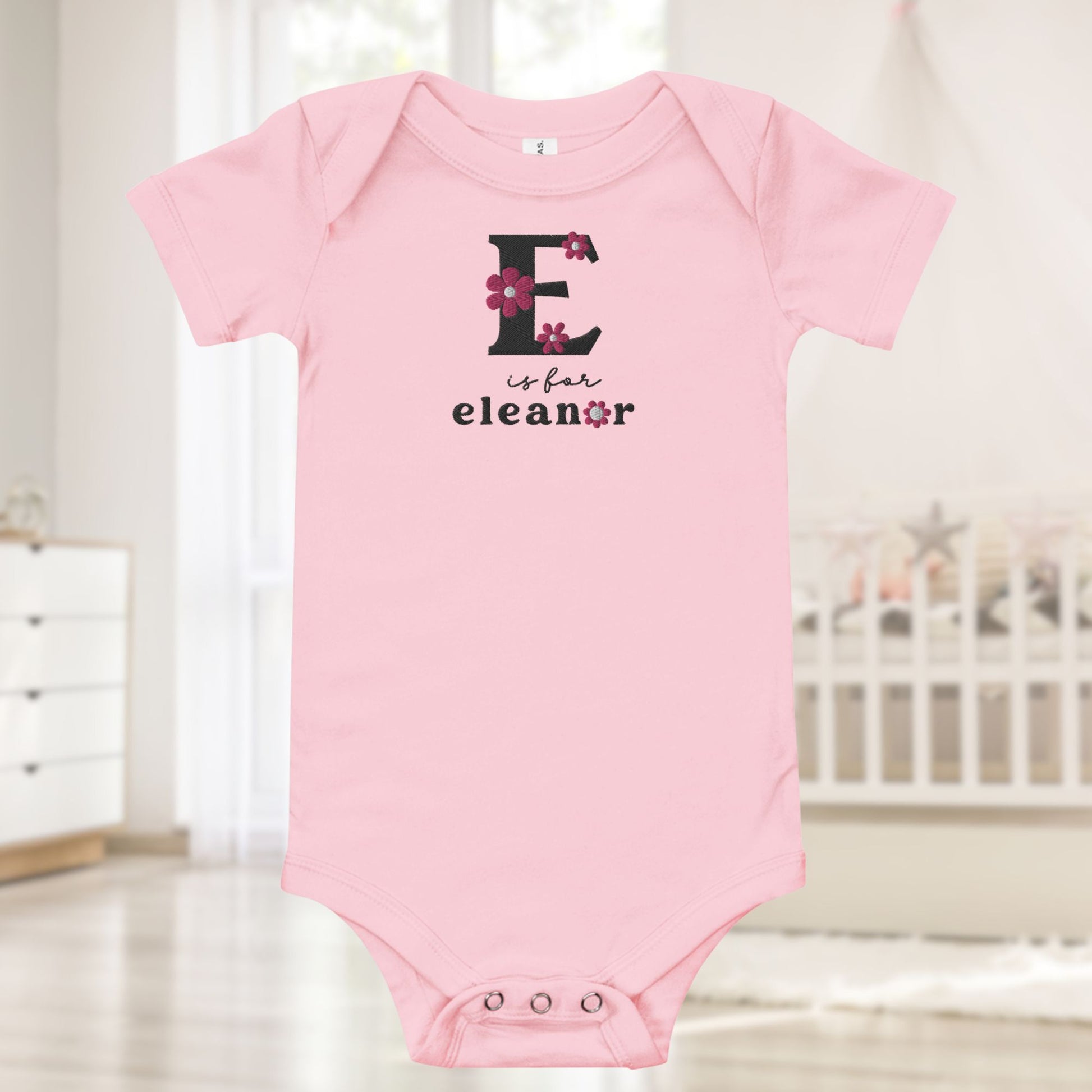 Baby Name and Initial Embroidered Onesie - Amazing Faith Designs