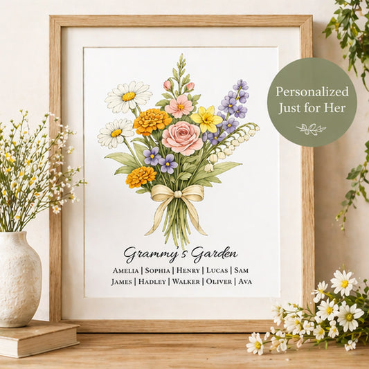 Personalized Birth Month Flower Bouquet Art | Print or Original Watercolor - Amazing Faith Designs