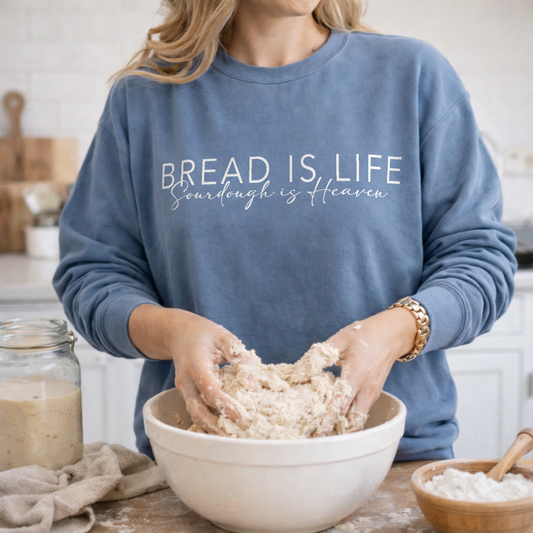 Bread is Life Sourdough is Heaven Lightweight Sweatshirt - Gift for Sourdough Bakers - Amazing Faith Designs