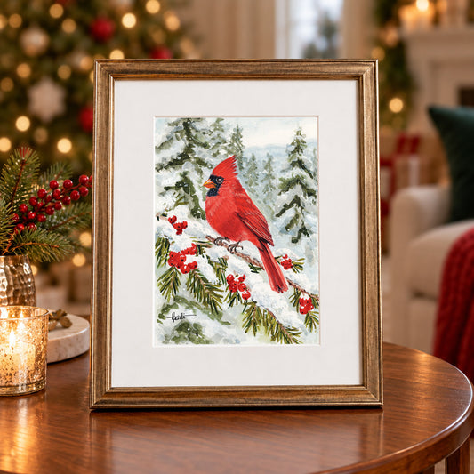 Cardinal in Winter | Original Watercolor and Fine Art Prints - Amazing Faith Designs